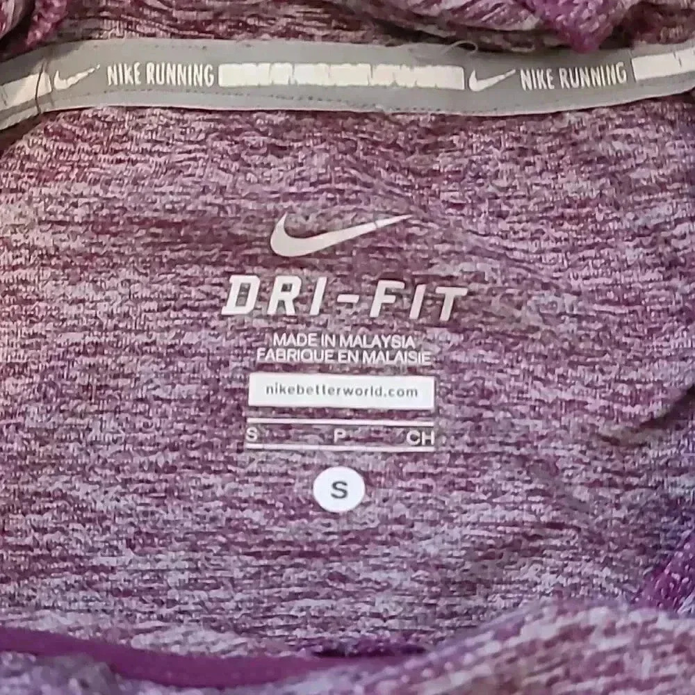 Women's NIKE Dry Fit Running Long Sleeved Shirt with  Hood - Size SMALL - Picture 4 of 9